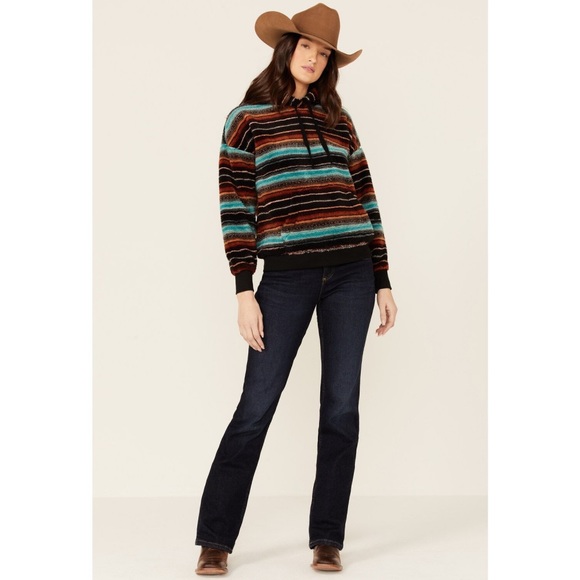 NWoT Shyanne Limited Edition Multicolored Shy Life Serape Fleece Hooded Pullover - Picture 4 of 15